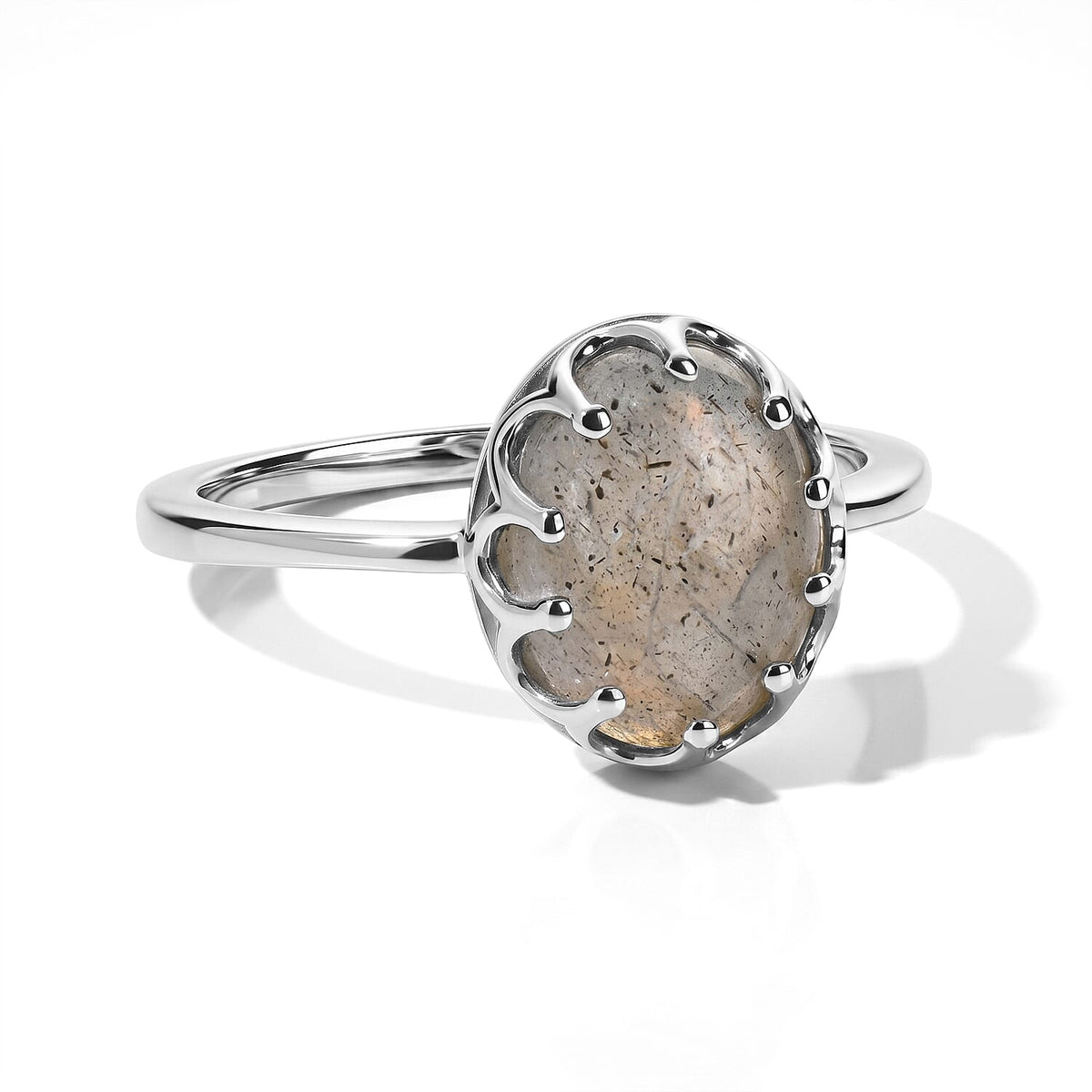 D''Joy Black Jade Fancy Ring in Rhodium Over Sterling Silver (Size 10.0) 3.30 ctw