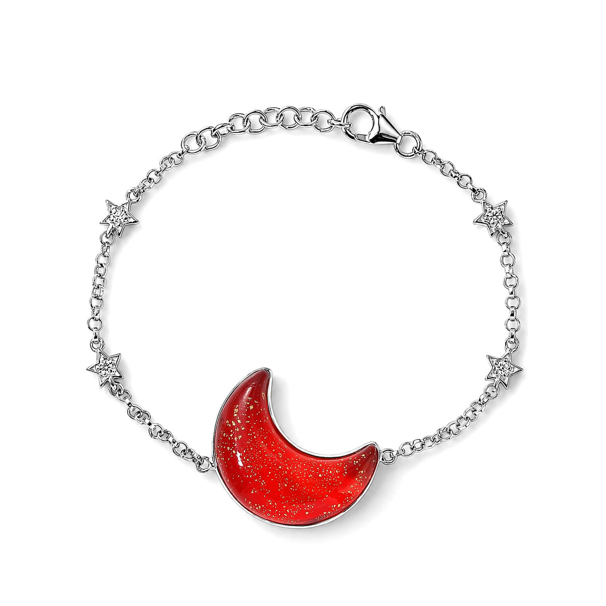 D'Joy Multi Murano Style and White Zircon Bracelet in Rhodium Over Sterling Silver (6.50 In) 0.20 ctw