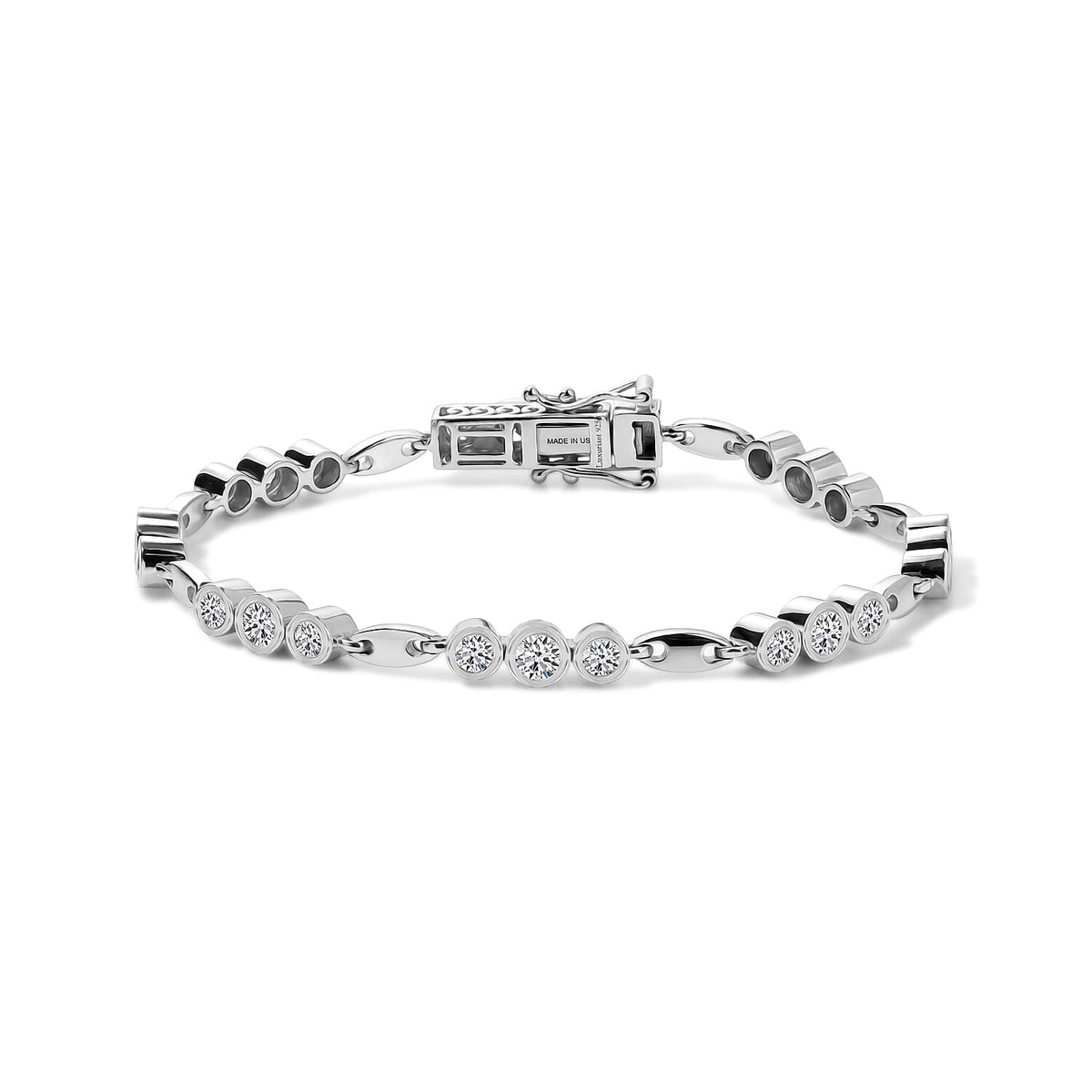 Luxuriant Lab Grown Diamond (G-H, SI) Station Bracelet in 18K Vermeil RG Over Sterling Silver (7.25 In) 3.00 ctw