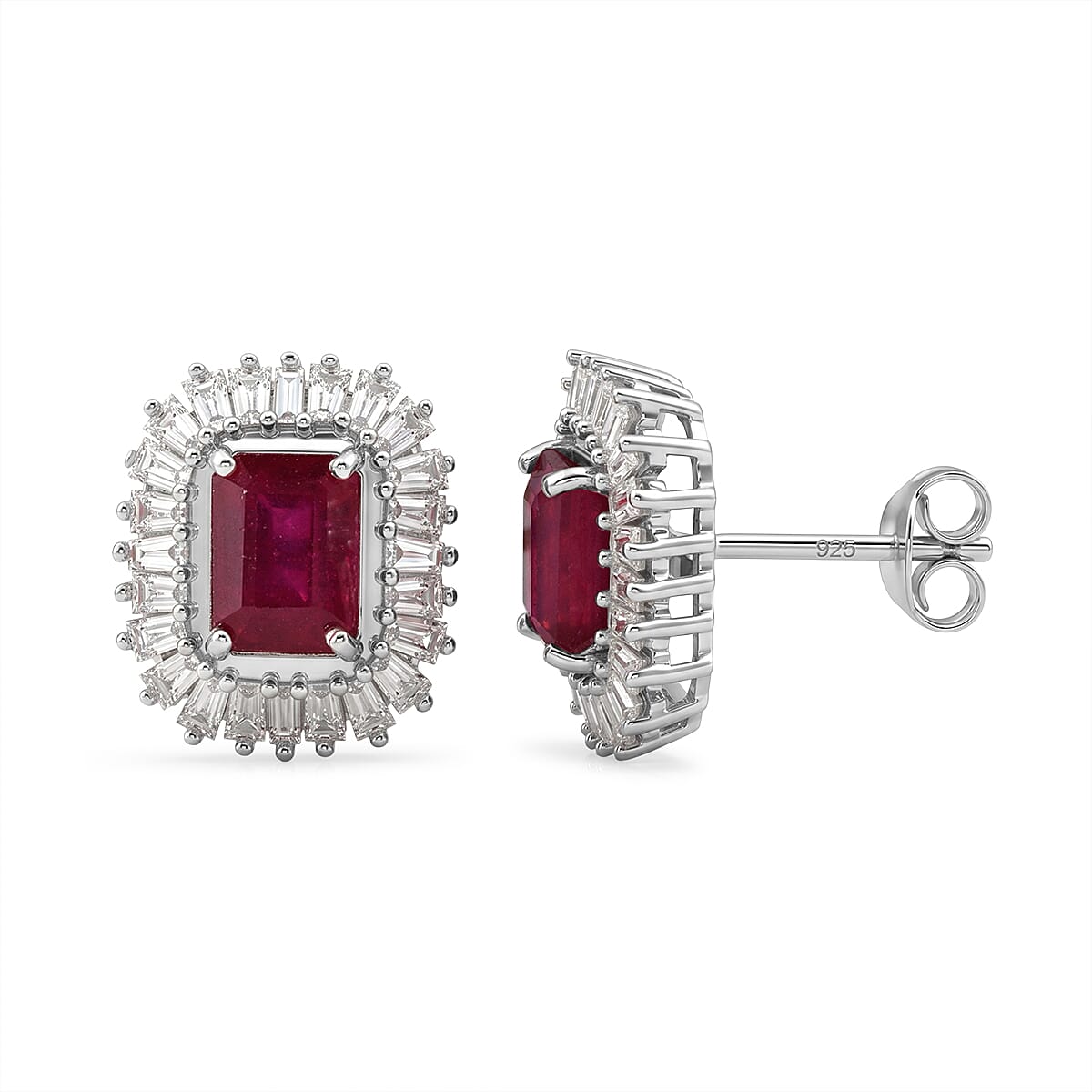 D''Joy Niassa Ruby (FF), Moissanite Imperial Frame Earrings in 18K Vermeil YG Over Sterling Silver 4.30 ctw