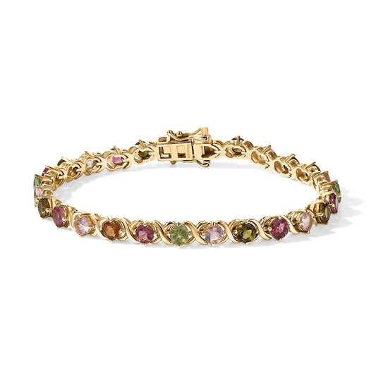 TLV D'Joy Premium Multi-Tourmaline XOXO Bracelet in 18K Vermeil YG Over Sterling Silver (7.25 In) 7.25 ctw,,,