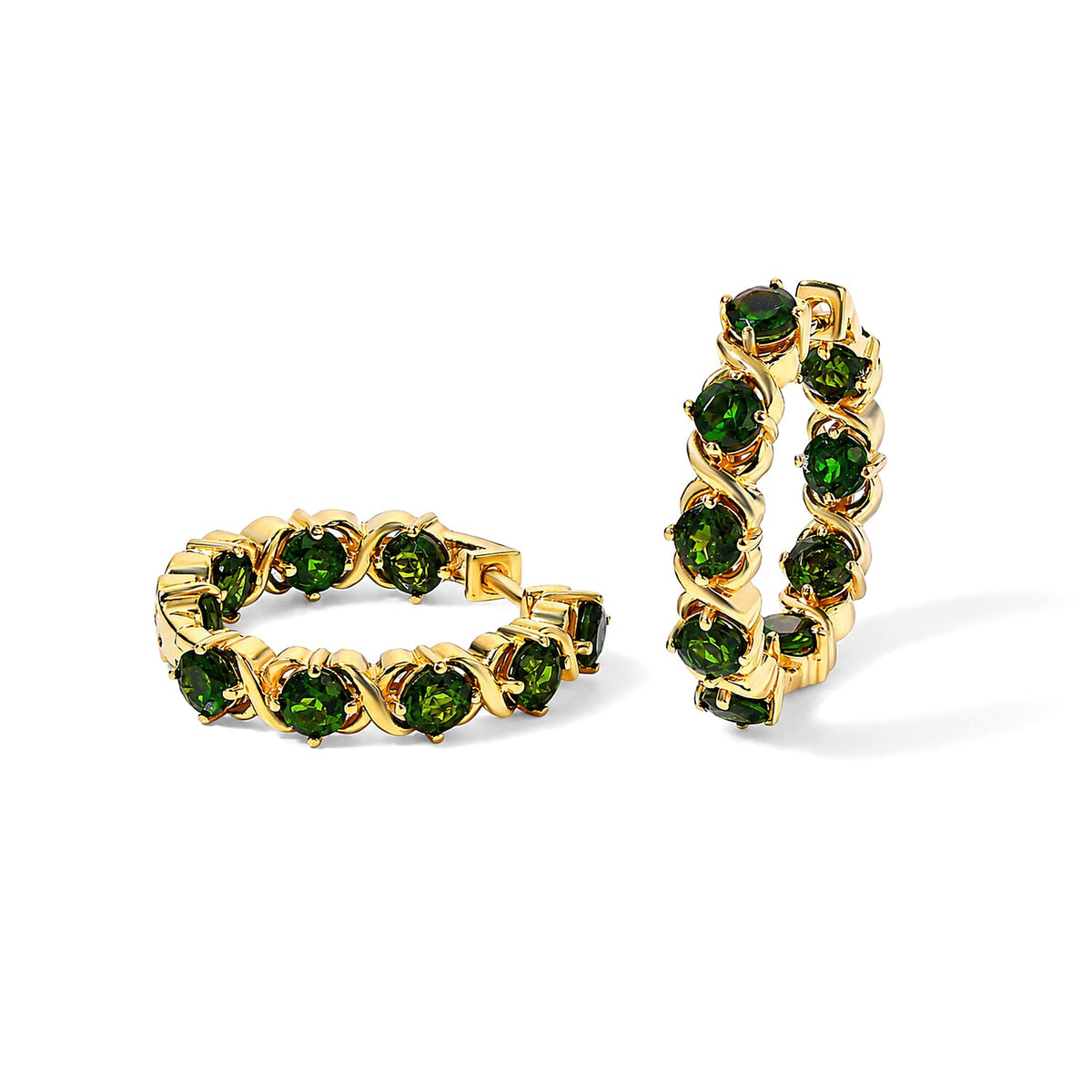 D'Joy Premium Multi-Tourmaline XOXO Hoop Earrings in 18K Vermeil YG Over Sterling Silver 6.20 ctw,,,
