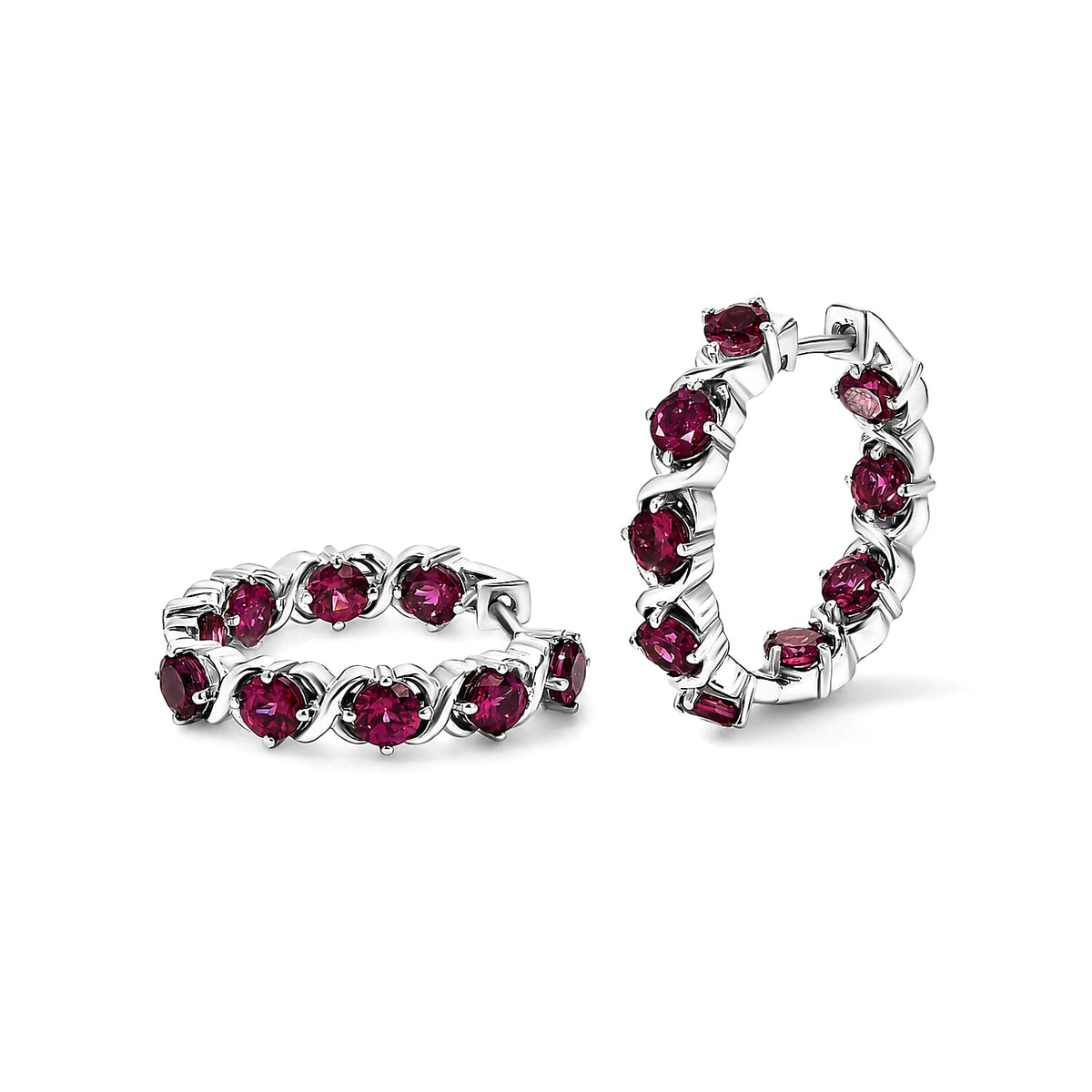 D'Joy Premium Multi-Tourmaline XOXO Hoop Earrings in 18K Vermeil YG Over Sterling Silver 6.20 ctw,,,