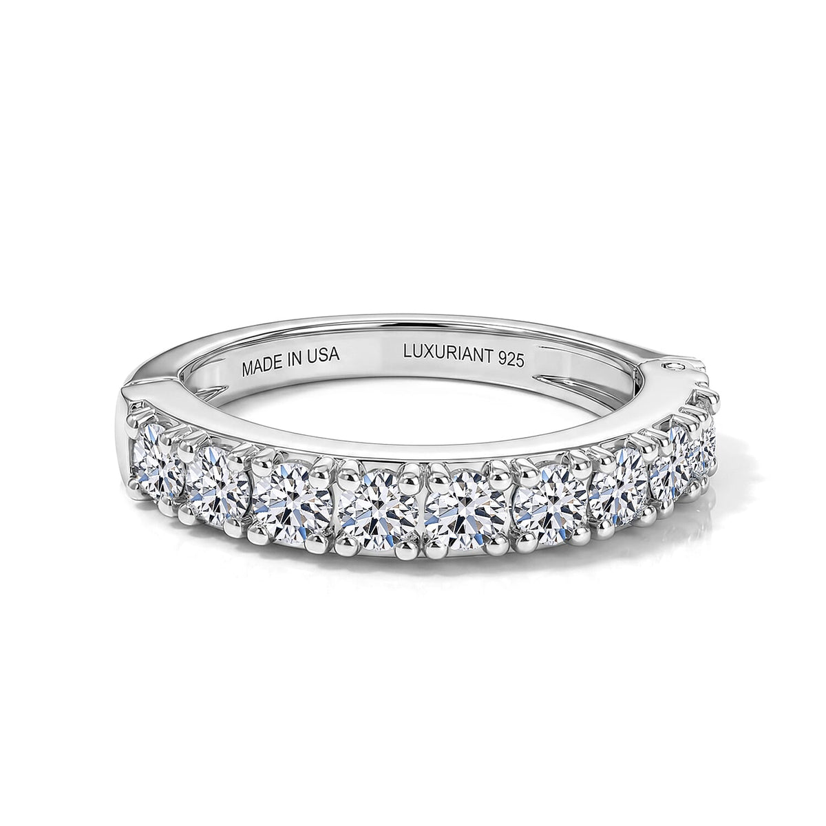 Luxuriant Lab Grown Diamond (G-H, SI) Band Ring in 18K Vermeil RG Over Sterling Silver (Size 10) 1.00 ctw