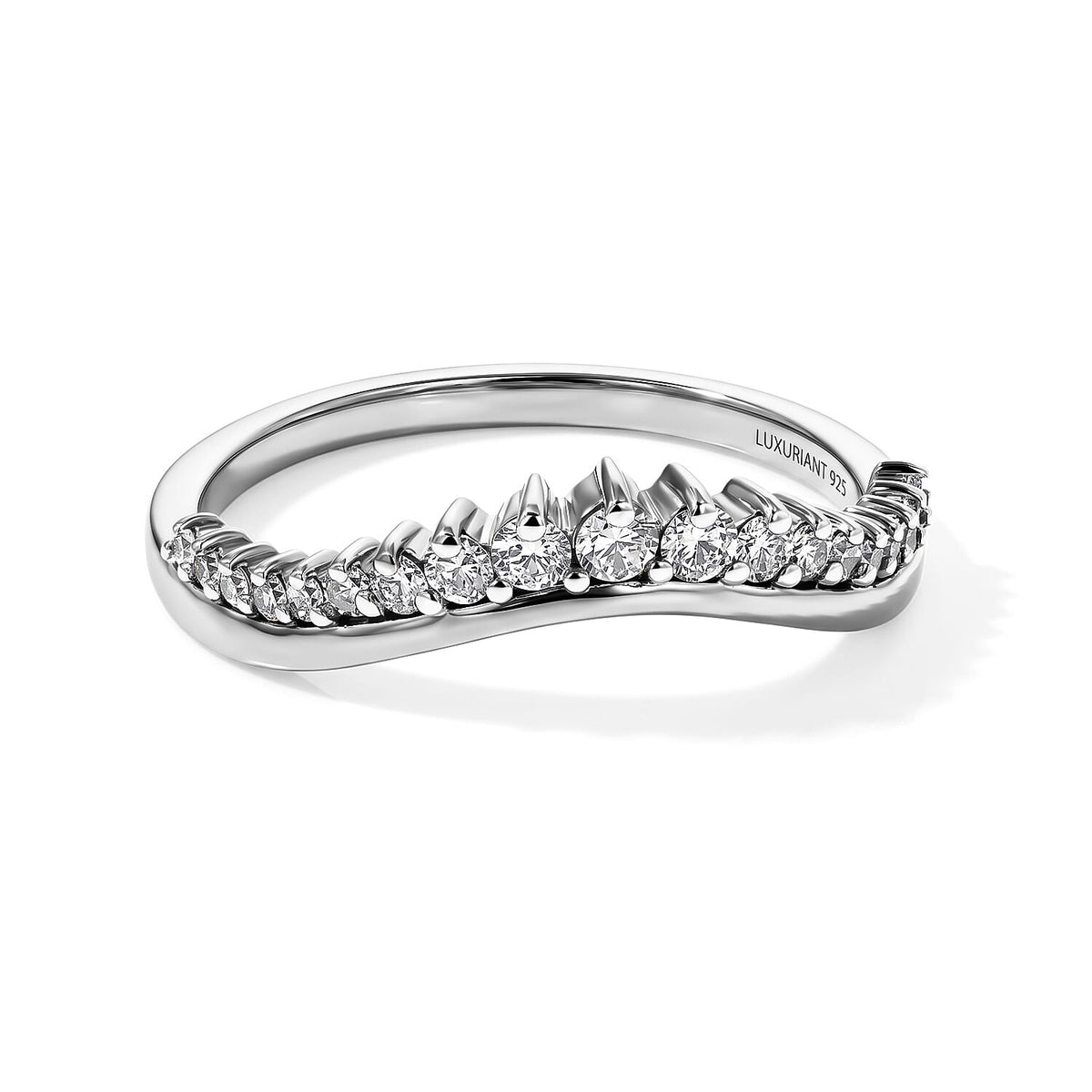 Luxuriant Lab Grown Diamond G-H SI 0.50 ctw Curved Crown Ring in 18K Vermeil Rose Gold Over Sterling Silver (Size 10.0)