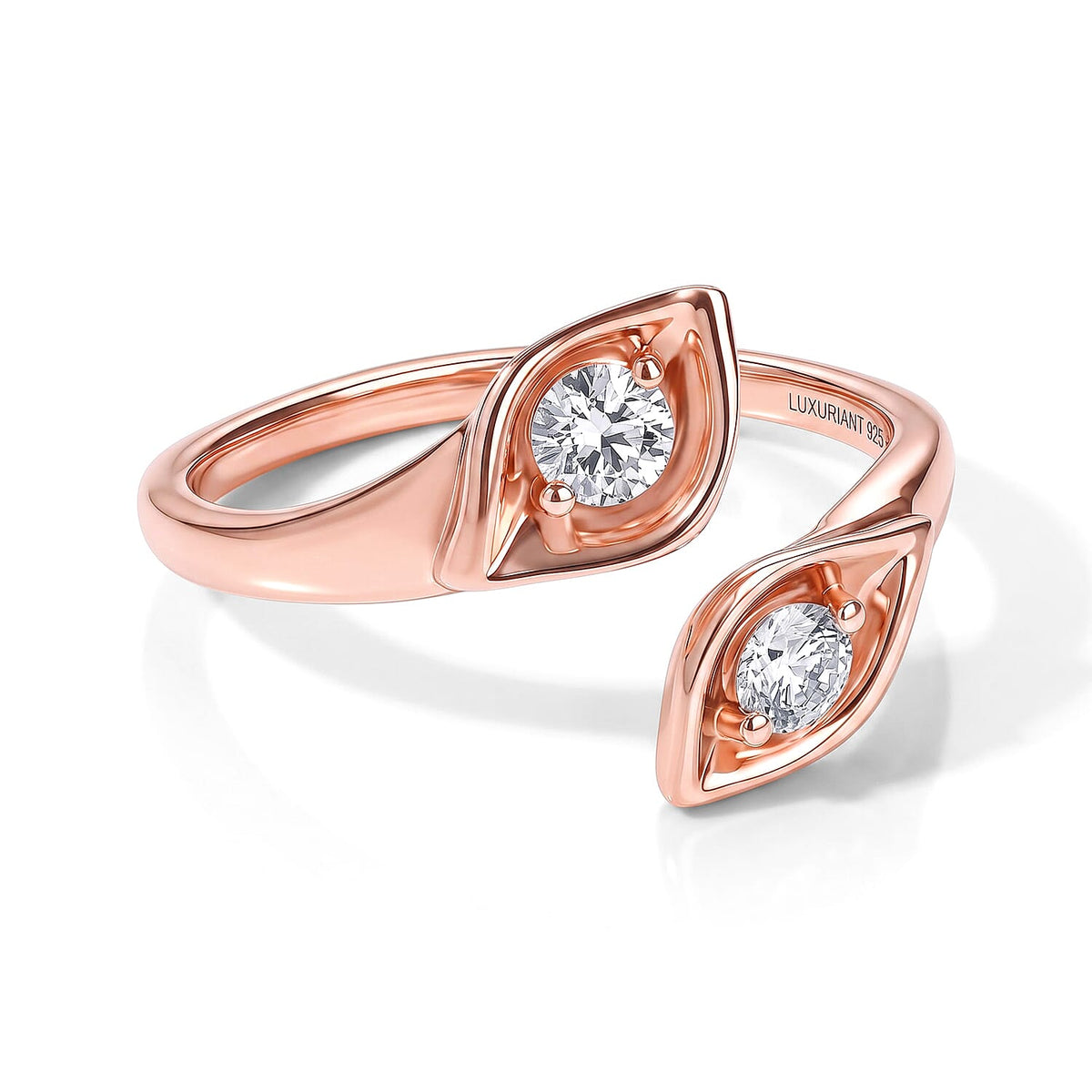 Luxuriant Lab Grown Diamond (G-H,SI) Bypass Ring in 18K Vermeil RG Over Sterling Silver (Size 10.0) 0.50 ctw