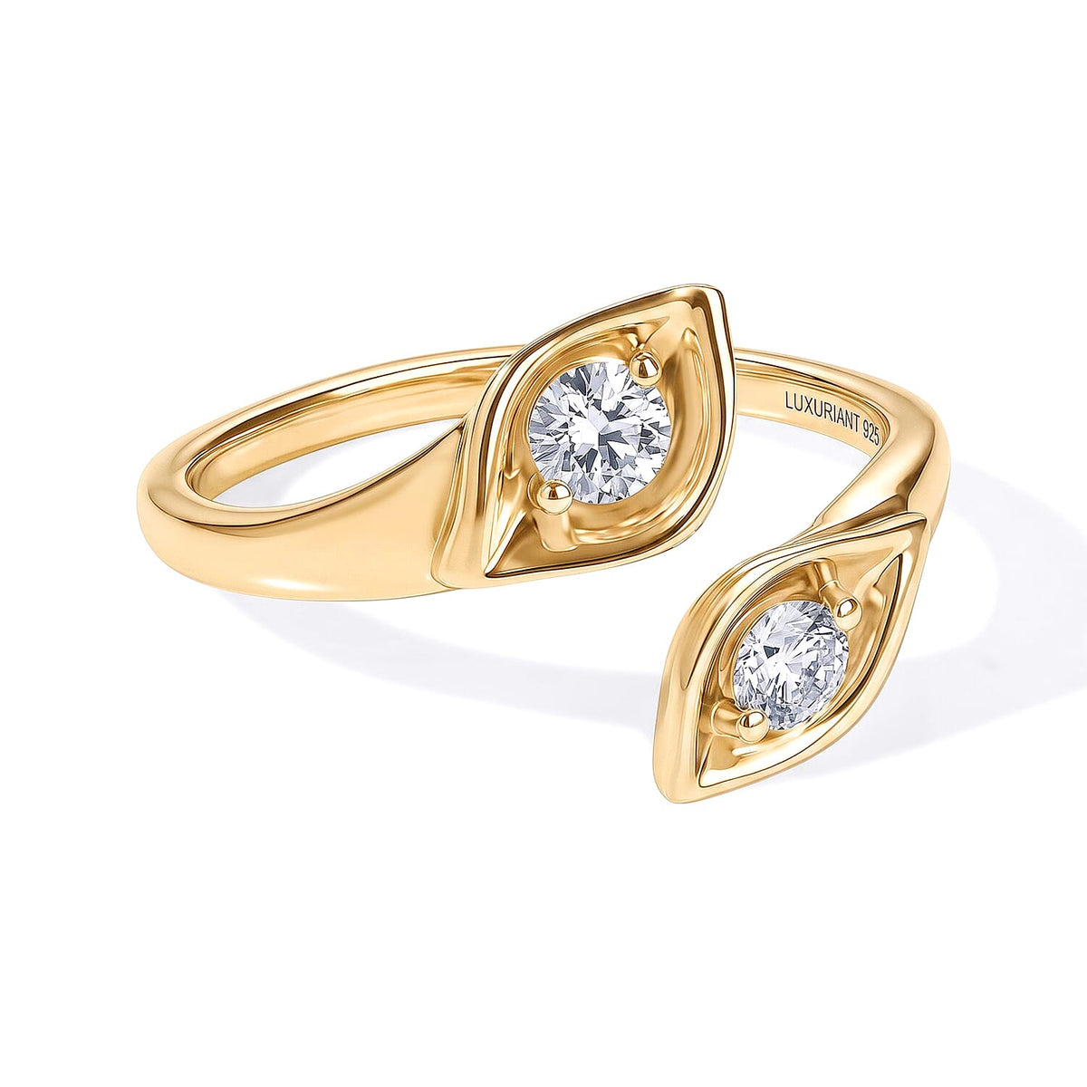 Luxuriant Lab Grown Diamond (G-H,SI) Bypass Ring in 18K Vermeil RG Over Sterling Silver (Size 10.0) 0.50 ctw