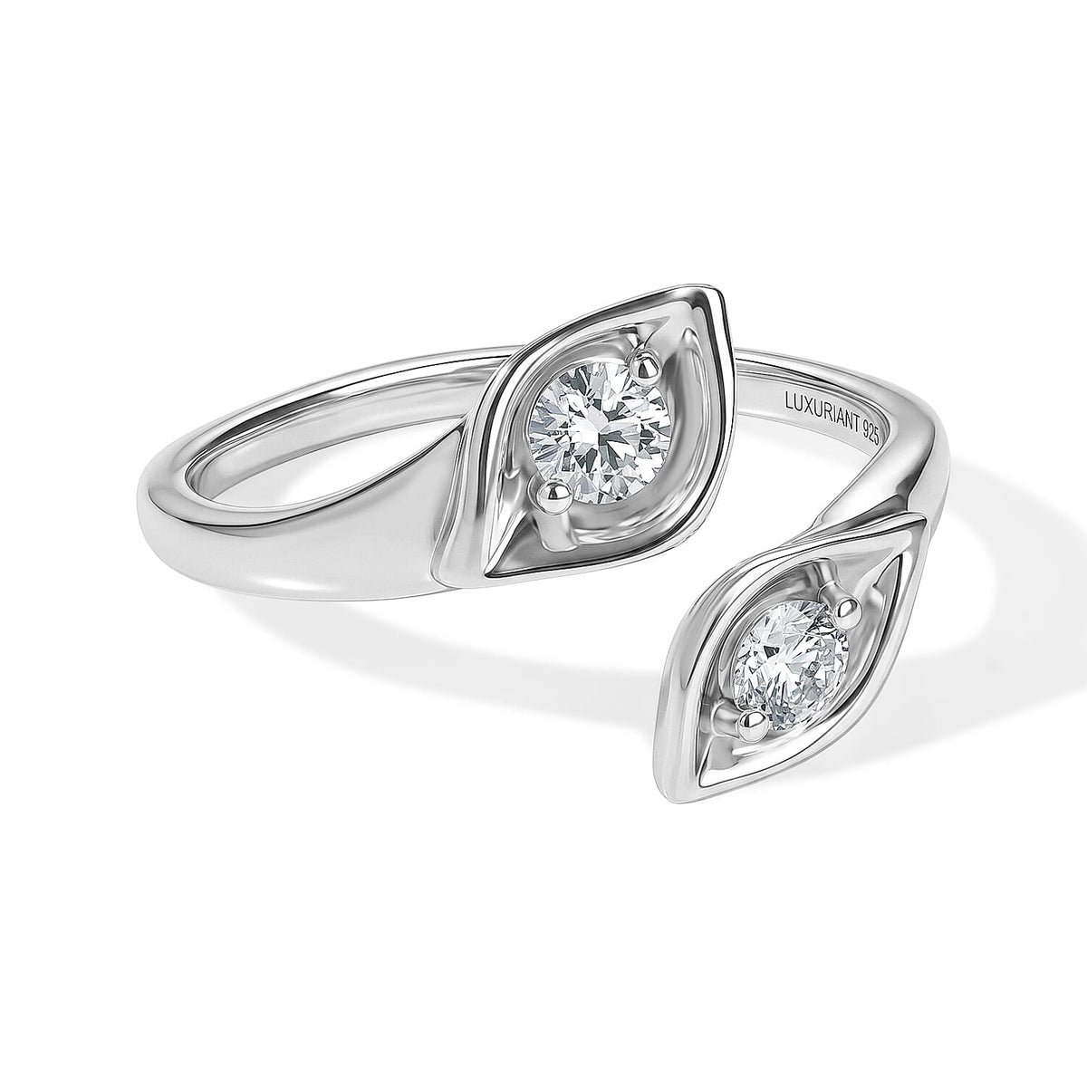 Luxuriant Lab Grown Diamond (G-H,SI) Bypass Ring in 18K Vermeil RG Over Sterling Silver (Size 10.0) 0.50 ctw
