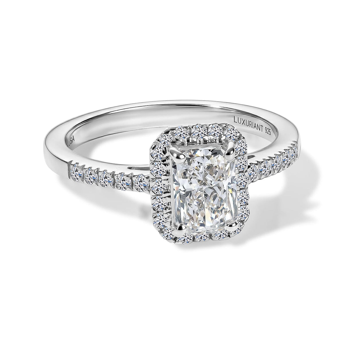 Luxuriant Lab Grown Diamond (G-H, SI) Halo Ring in Rhodium Over Sterling Silver (Size 6) 1.25 ctw