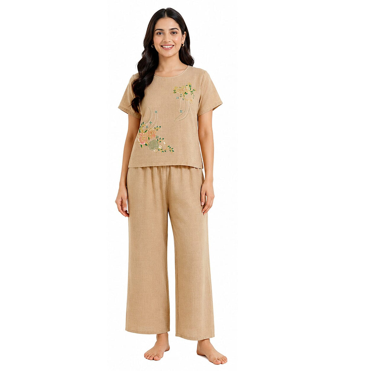 La Marey Rose Floral Print 2 Pcs Pajama Set - One Size Fits Most