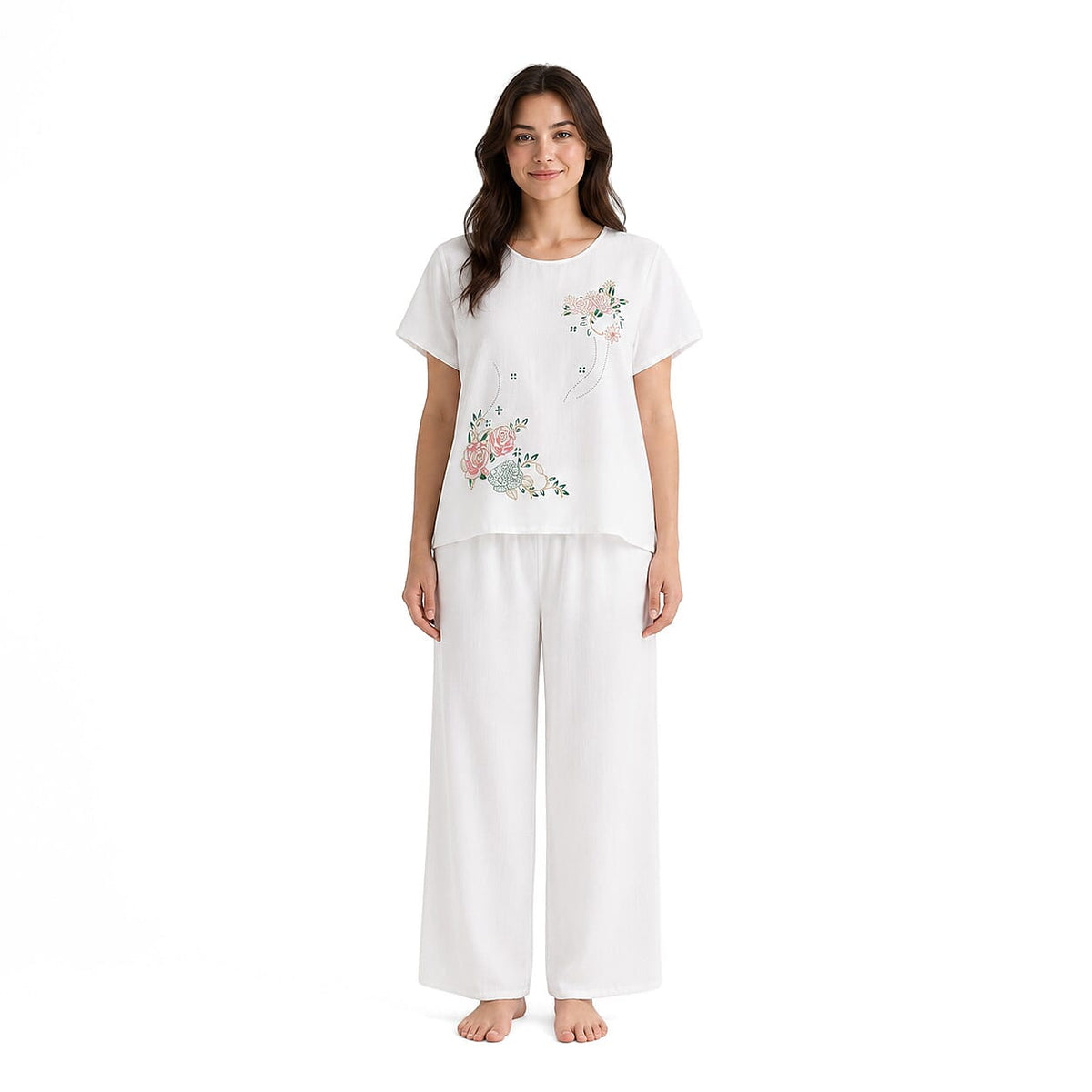 La Marey Rose Floral Print 2 Pcs Pajama Set - One Size Fits Most