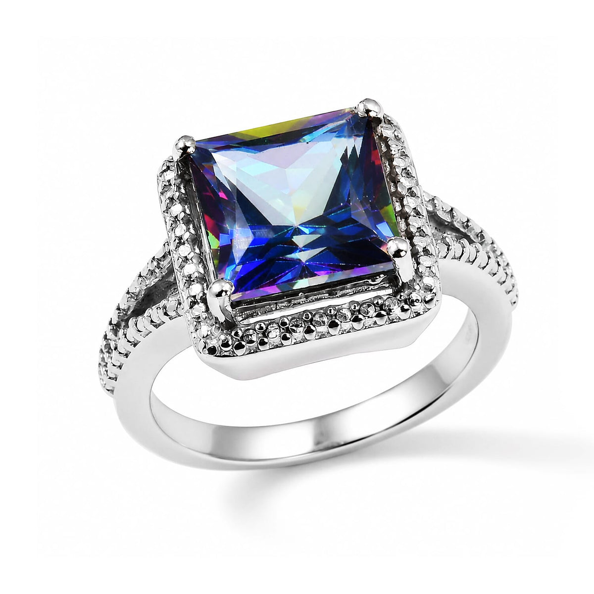 EverTrue Blue Mystic Topaz Ring in Stainless Steel (Size 10.0) 6.15 ctw