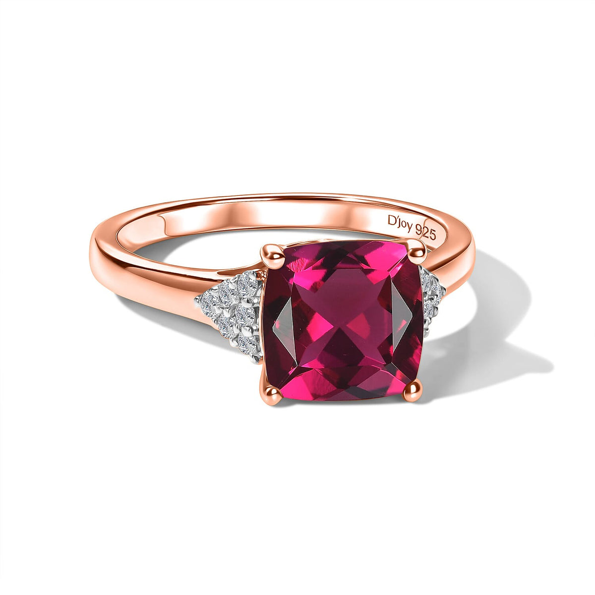 D'Joy Lab Grown Bixbite and Moissanite Ring in 18K Vermeil Rose Gold Over Sterling Silver (Size 10) 3.55 ctw
