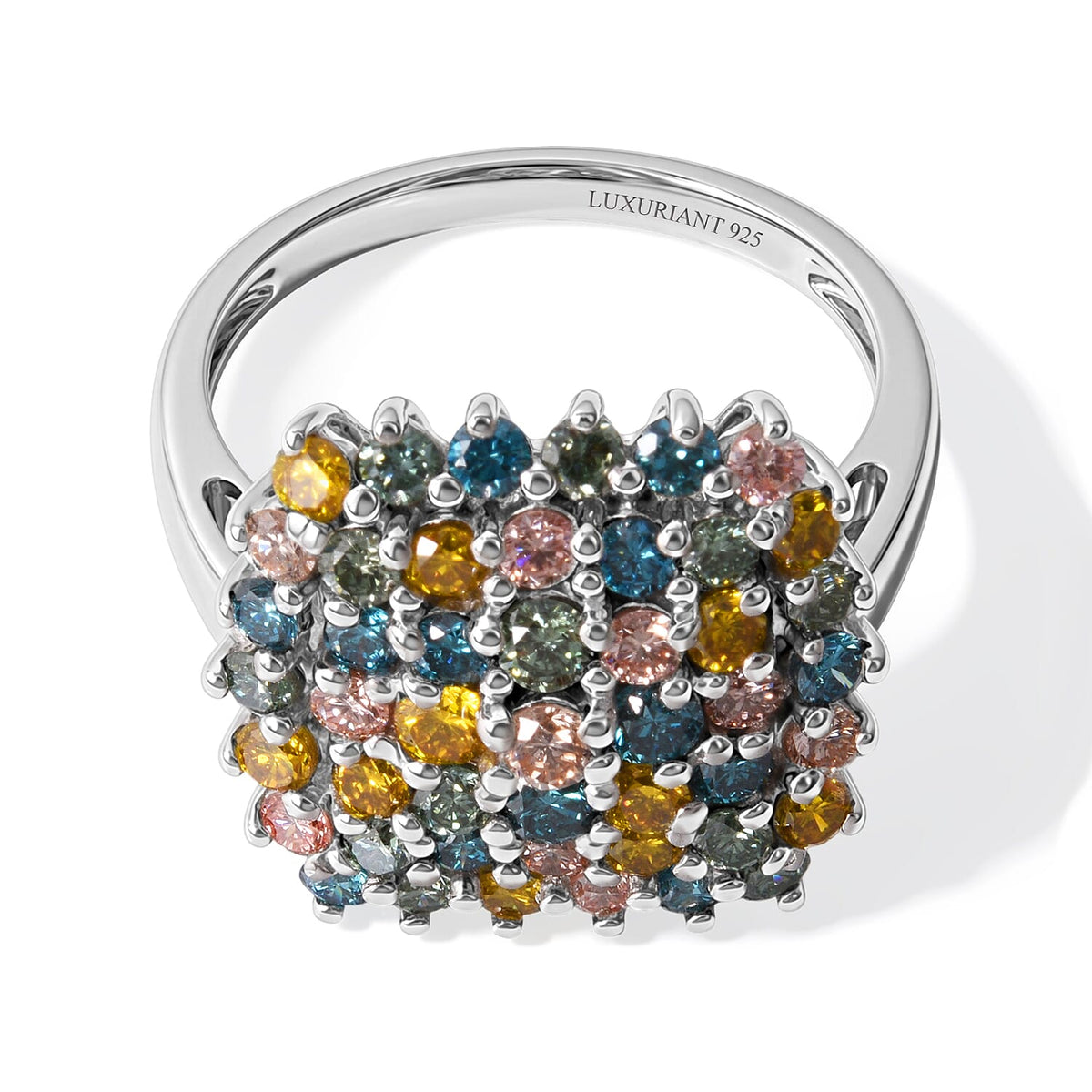Luxuriant Lab Grown Multi Diamond (IR) (SI) Ring in Rhodium Over Sterling Silver (Size 10.0) 2.00 ctw 8635051.....