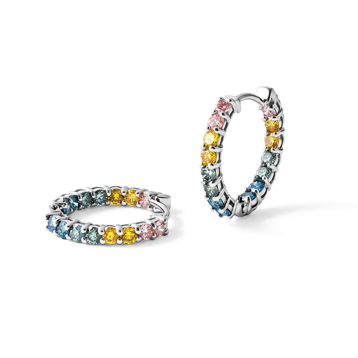 Luxuriant Lab Grown Multi Diamond (IR) (SI) Hoop Earrings in Rhodium Over Sterling Silver 2.00 ctw