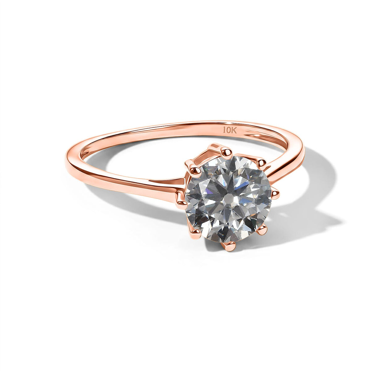 D'Joy 120 Facets Moissanite Ring in 18K Vermeil Rose Gold Over Sterling Silver (Size 10.0) 2.00 ctw