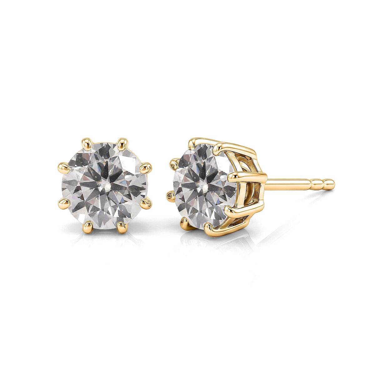 D'Joy 120 Facets Moissanite (Rnd 6.5mm) Earrings in 18K Vermeil RG Over Sterling Silver 2.00 ctw