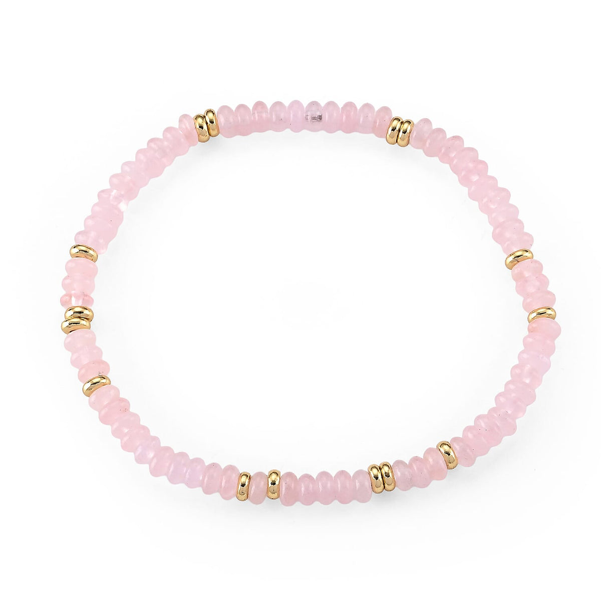 Austrian Pink Crystal Beaded Stretch Bracelet in Goldtone (6.5-7In)