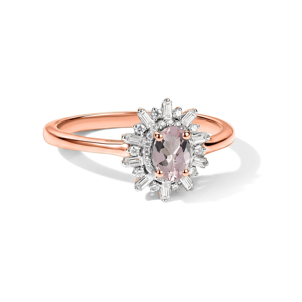 D'Joy Premium Pink Morganite and Moissanite Ring in 18K Vermeil Rose Gold Over Sterling Silver (Size 10) 1.15 ctw