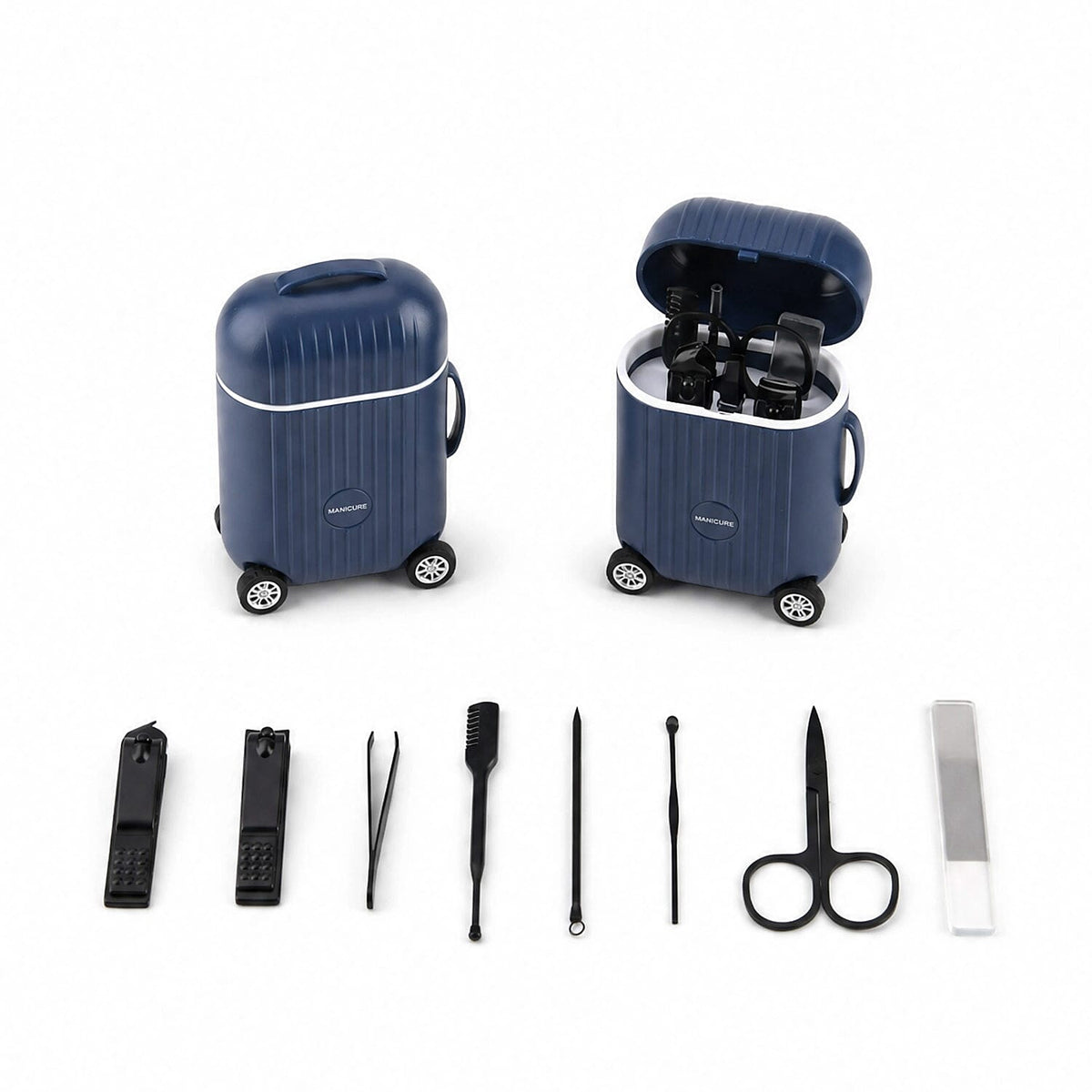 Livmore Stainless Steel 2pcs Manicure Set (8pcs/SET) - Black (4.09"x2.72"x1.5")