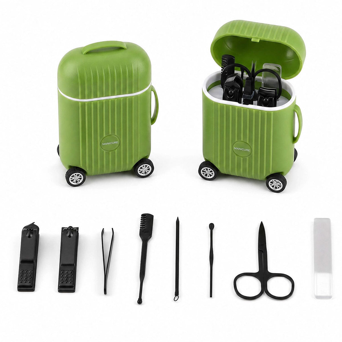 Livmore Stainless Steel 2pcs Manicure Set (8pcs/SET) - Black (4.09"x2.72"x1.5")