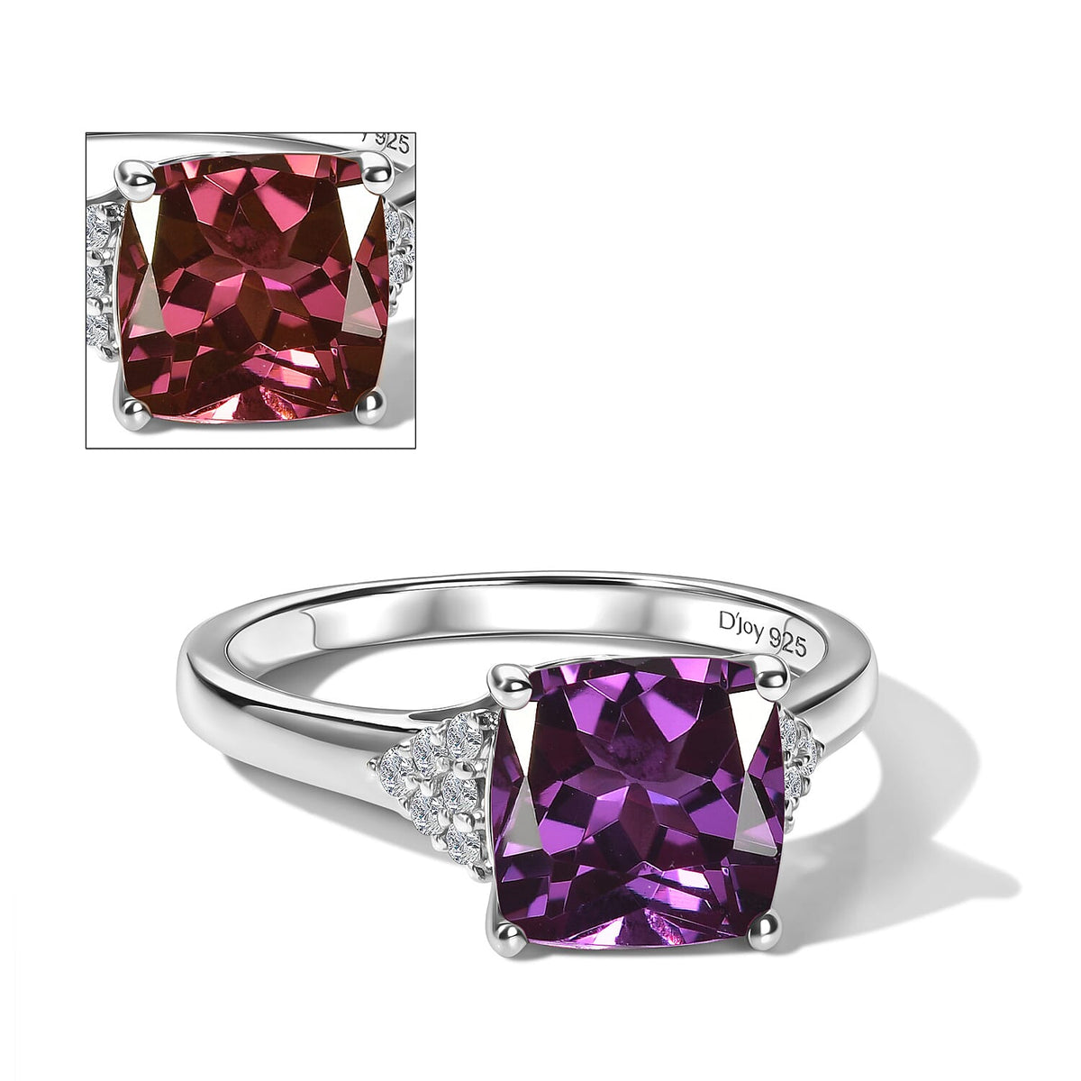 D'Joy Lab Grown Bixbite and Moissanite Ring in 18K Vermeil Rose Gold Over Sterling Silver (Size 10) 3.55 ctw