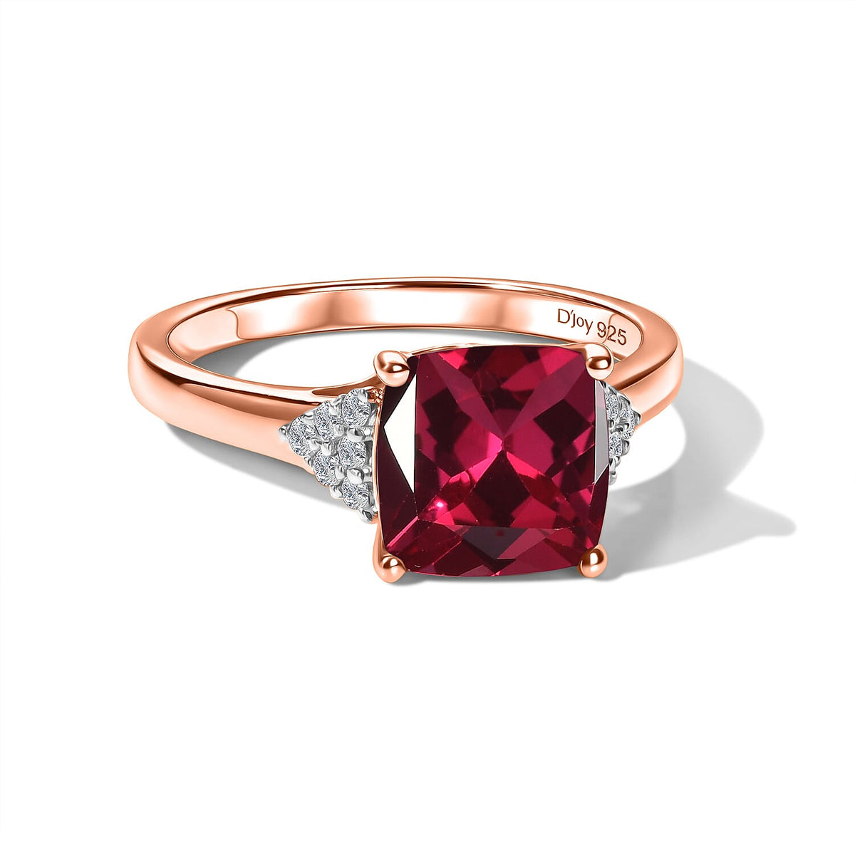 D'Joy Lab Grown Bixbite and Moissanite Ring in 18K Vermeil Rose Gold Over Sterling Silver (Size 10) 3.55 ctw