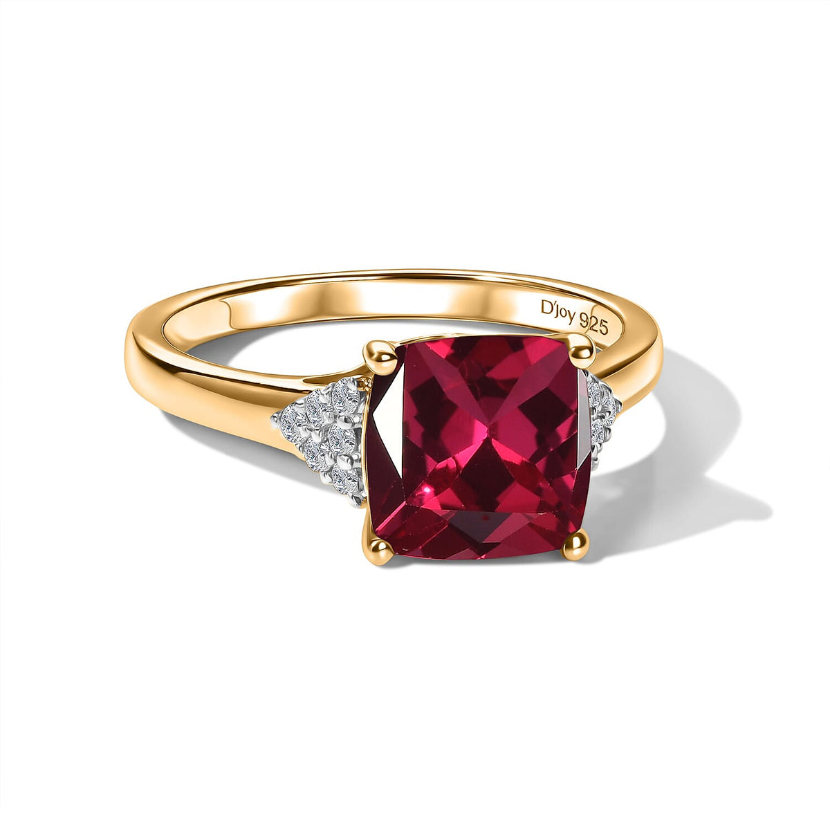 D'Joy Lab Grown Bixbite and Moissanite Ring in 18K Vermeil Rose Gold Over Sterling Silver (Size 10) 3.55 ctw