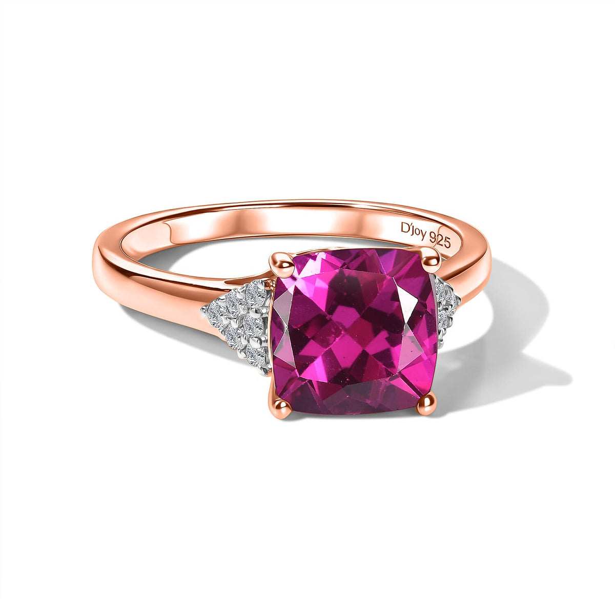D'Joy Lab Grown Bixbite and Moissanite Ring in 18K Vermeil Rose Gold Over Sterling Silver (Size 10) 3.55 ctw