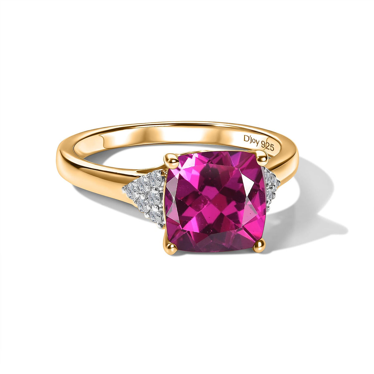 D'Joy Lab Grown Bixbite and Moissanite Ring in 18K Vermeil Rose Gold Over Sterling Silver (Size 10) 3.55 ctw