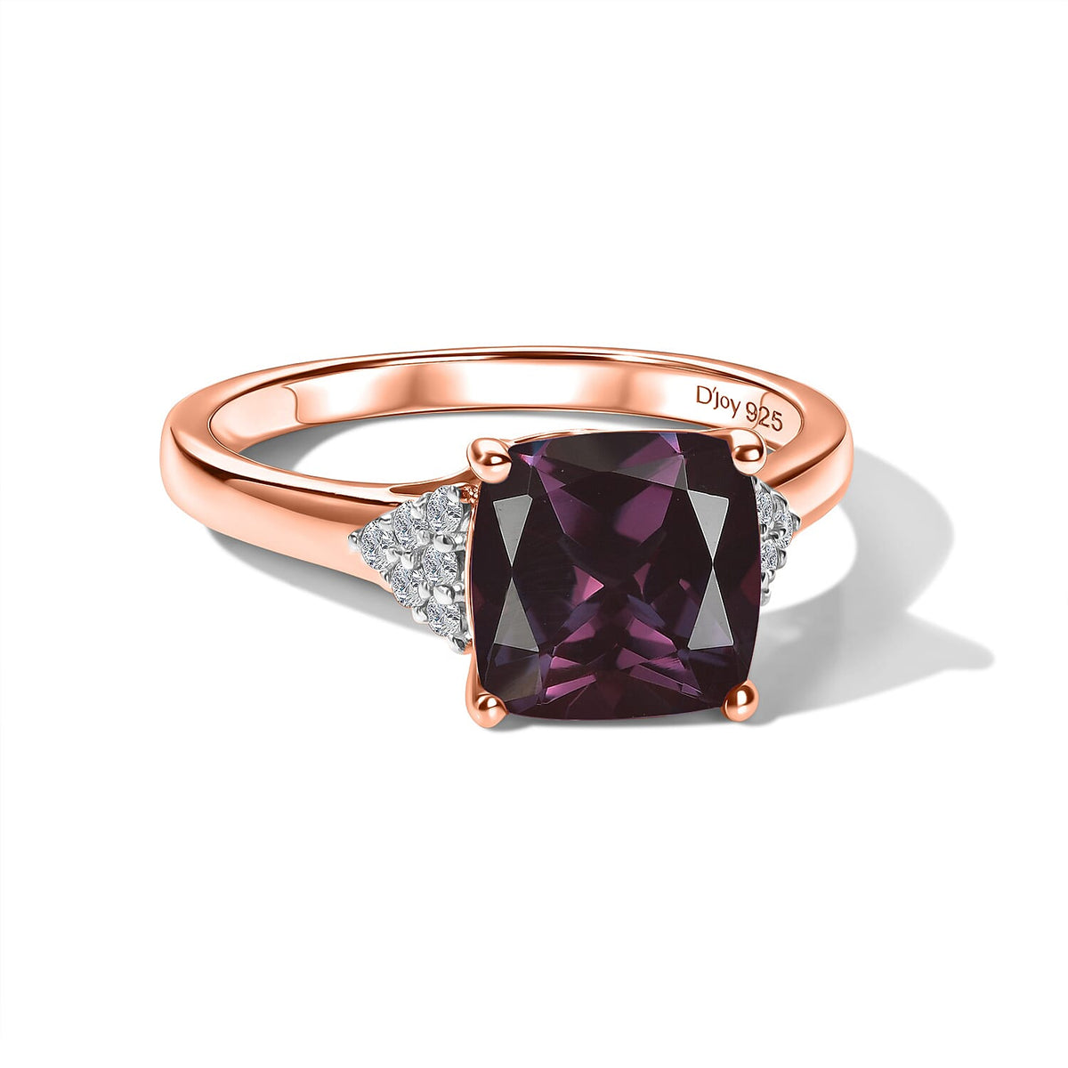 D'Joy Lab Grown Bixbite and Moissanite Ring in 18K Vermeil Rose Gold Over Sterling Silver (Size 10) 3.55 ctw