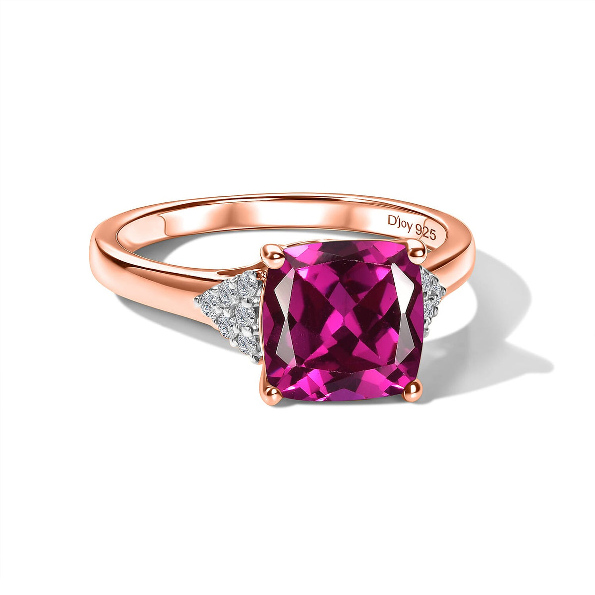 D'Joy Lab Grown Bixbite and Moissanite Ring in 18K Vermeil Rose Gold Over Sterling Silver (Size 10) 3.55 ctw