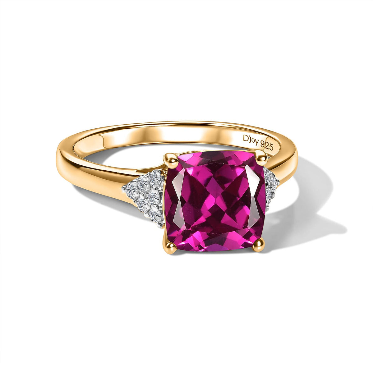 D'Joy Lab Grown Bixbite and Moissanite Ring in 18K Vermeil Rose Gold Over Sterling Silver (Size 10) 3.55 ctw