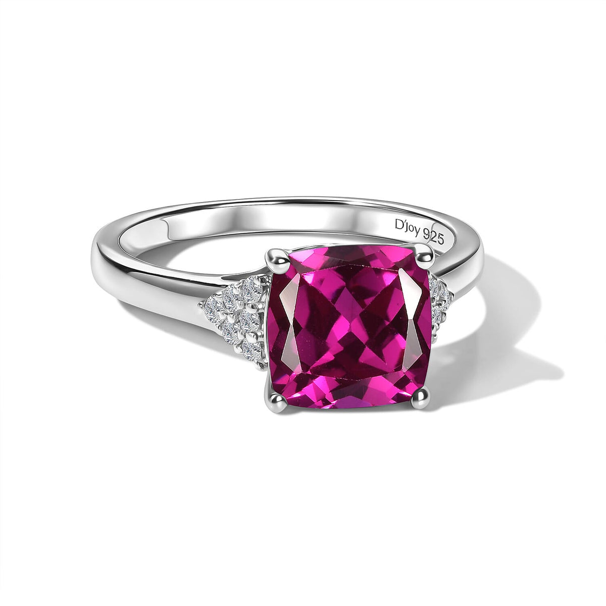 D'Joy Lab Grown Bixbite and Moissanite Ring in 18K Vermeil Rose Gold Over Sterling Silver (Size 10) 3.55 ctw
