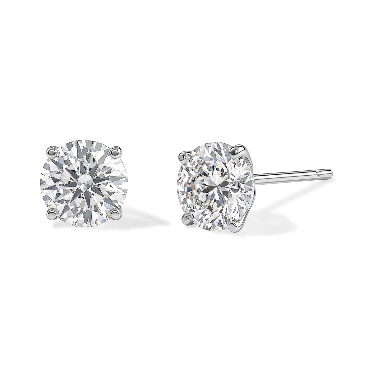 EverTrue Moissanite (Rnd 6.5mm) Solitaire Stud Earrings in Stainless Steel 2.00 ctw
