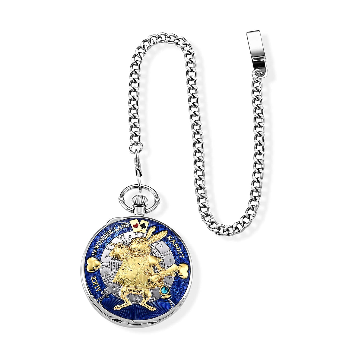Genoa Multi Color Enameled Japanese Movement Space Pattern Music Pocket Watch with Piano Pattern Back and Chain (14 Inches)