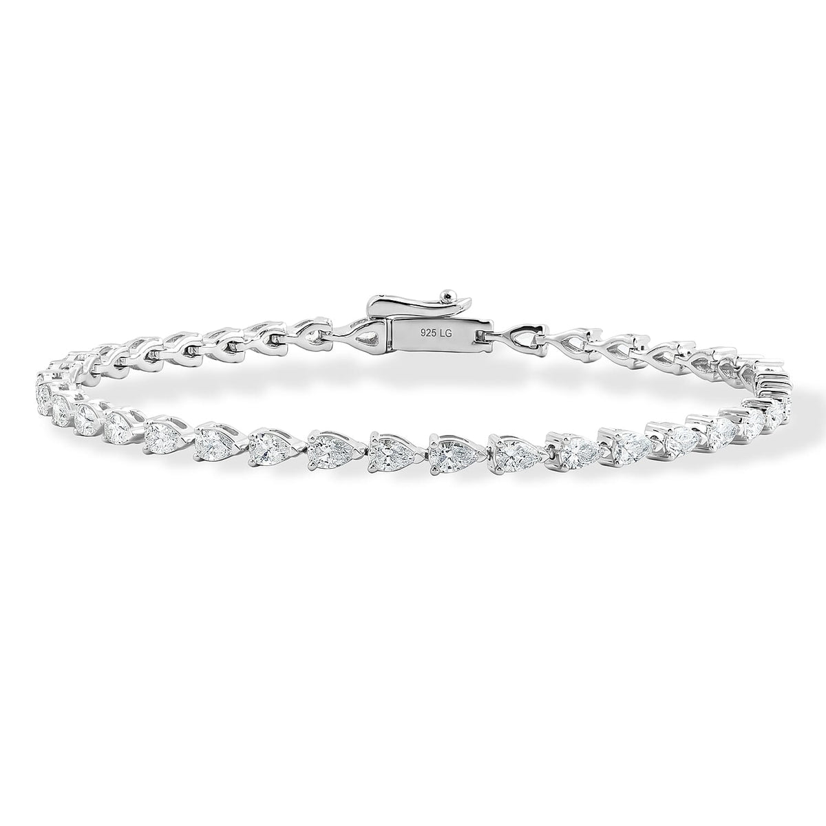 Ankur Treasure Chest Luxuriant Lab Grown Diamond (SI) Pear Bracelet in Sterling Silver (6.50 In) 3.15 ctw