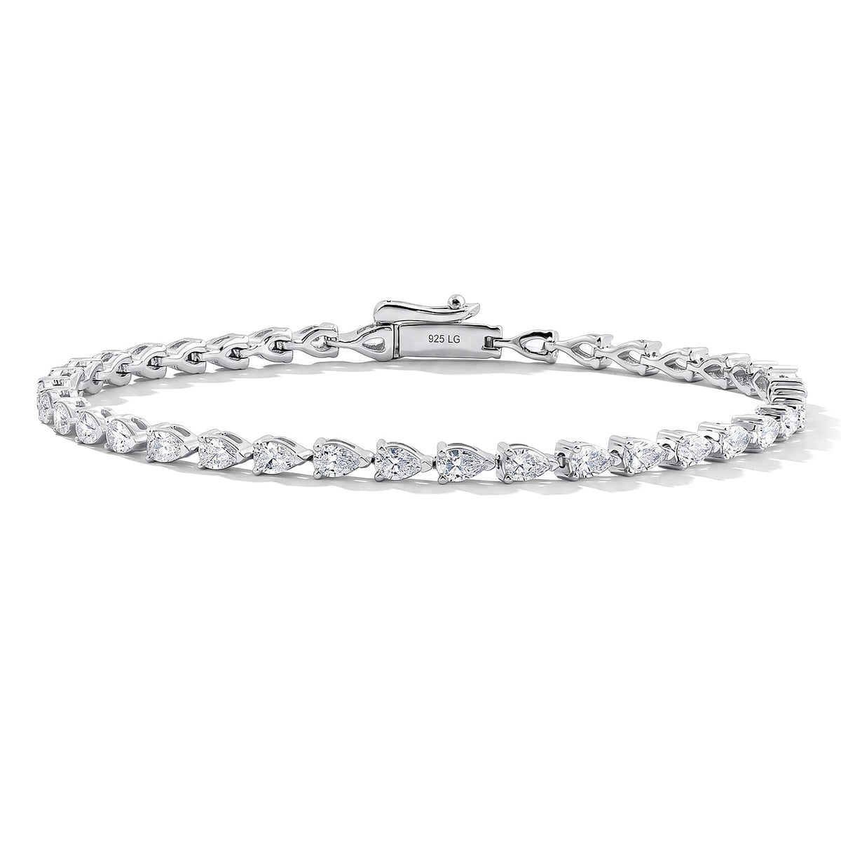 Ankur Treasure Chest Luxuriant Lab Grown Diamond (SI) Pear Bracelet in Sterling Silver (6.50 In) 3.15 ctw