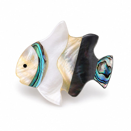 Mother of Pearl, Abalone Shell Fish Brooch