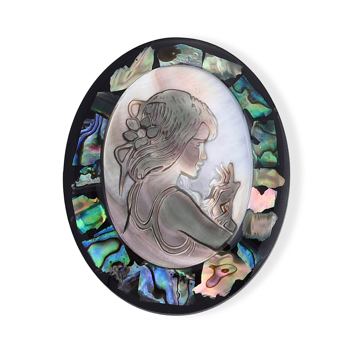 Abalone Shell Angel Brooch in Silvertone