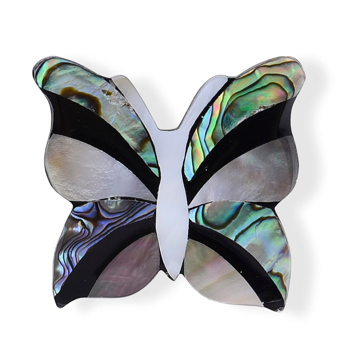 Mother of Pearl, Shell Butterfly Brooch in Silvertone