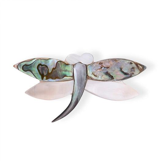 Abalone Shell Butterfly Brooch in Silvertone
