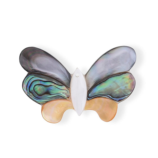Butterfly Brooch in Silvertone Mother of Pearl, Abalone Shell Butterfly