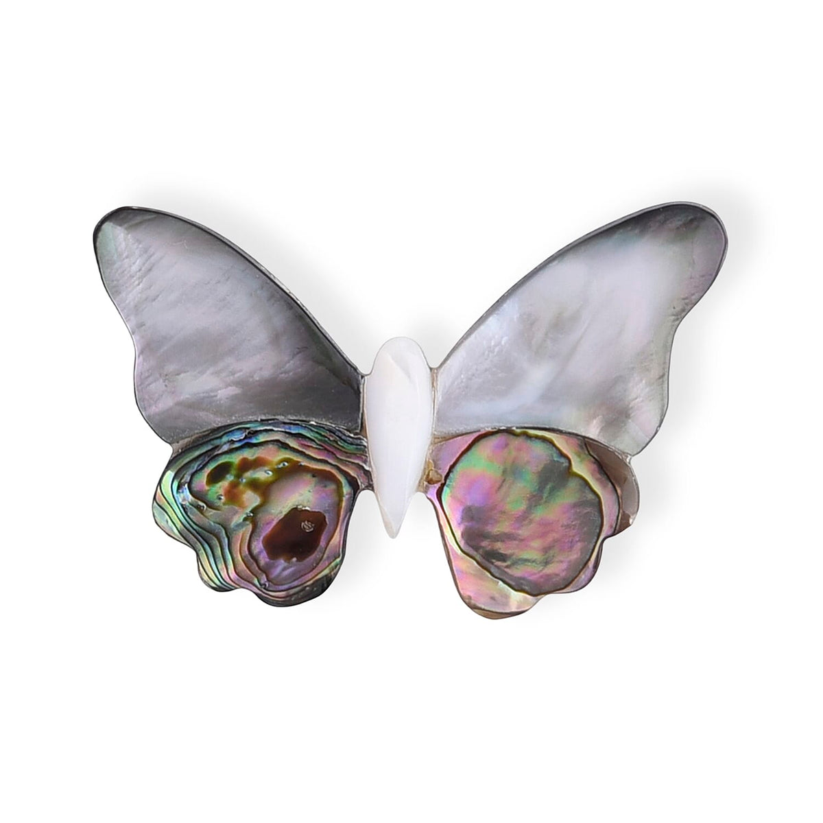 Mother of Pearl, Butterfly Brooch in Silvertone