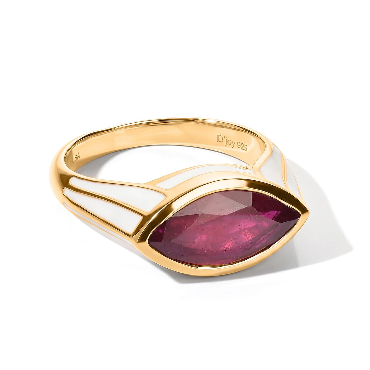 D'Joy Premium Niassa Ruby (FF) Ring in 18K Vermeil YG Over Sterling Silver (Size 10.0) 4.00 ctw