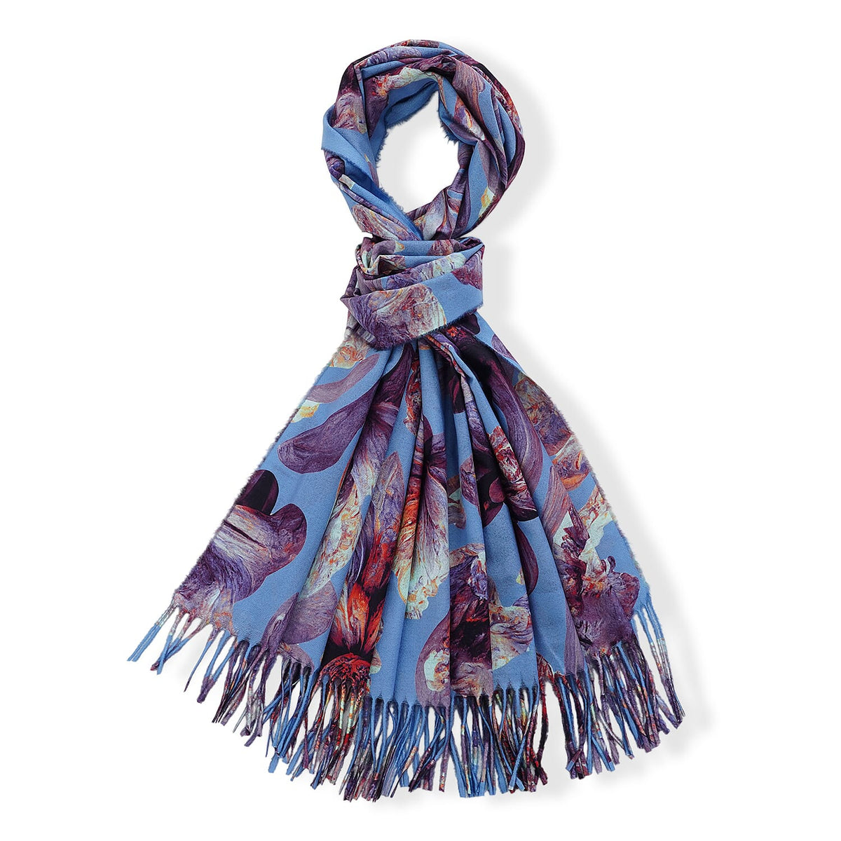 La Marey Light Green Both Side Floral Printed Pattern Scarf