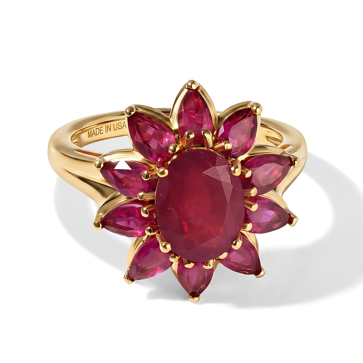 D'Joy Premium Niassa Ruby (FF) Ring in 18K Vermeil YG Over Sterling Silver (Size 10.0) 6.00 ctw