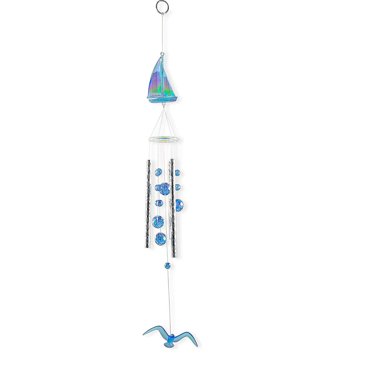 Closeout Beaded Acrylic Chime - Sail Boat -Blue