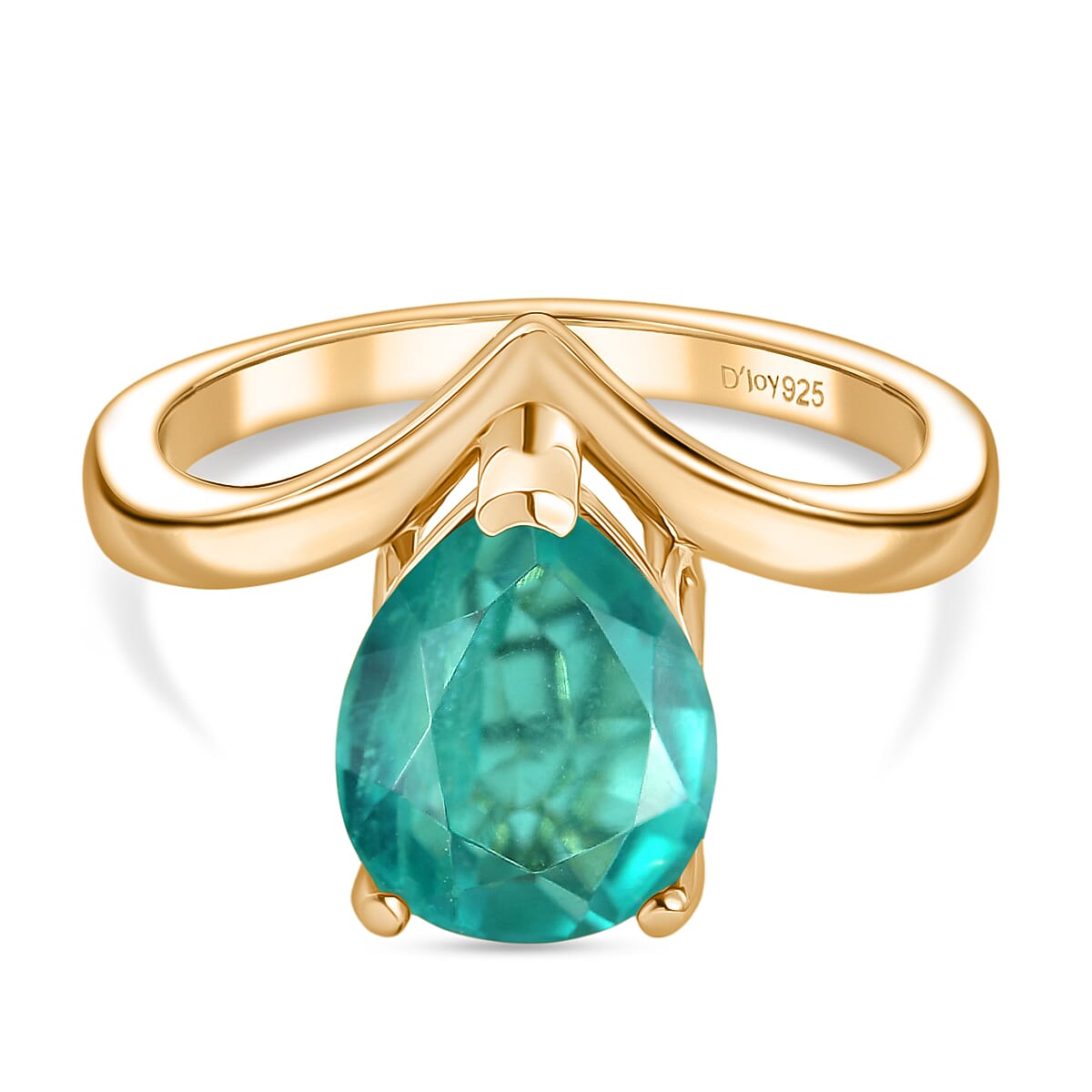 D''Joy Emeraldine Triplet Quartz Ring in 18K Vermeil YG Over Sterling Silver (Size 9.5) 2.85 ctw