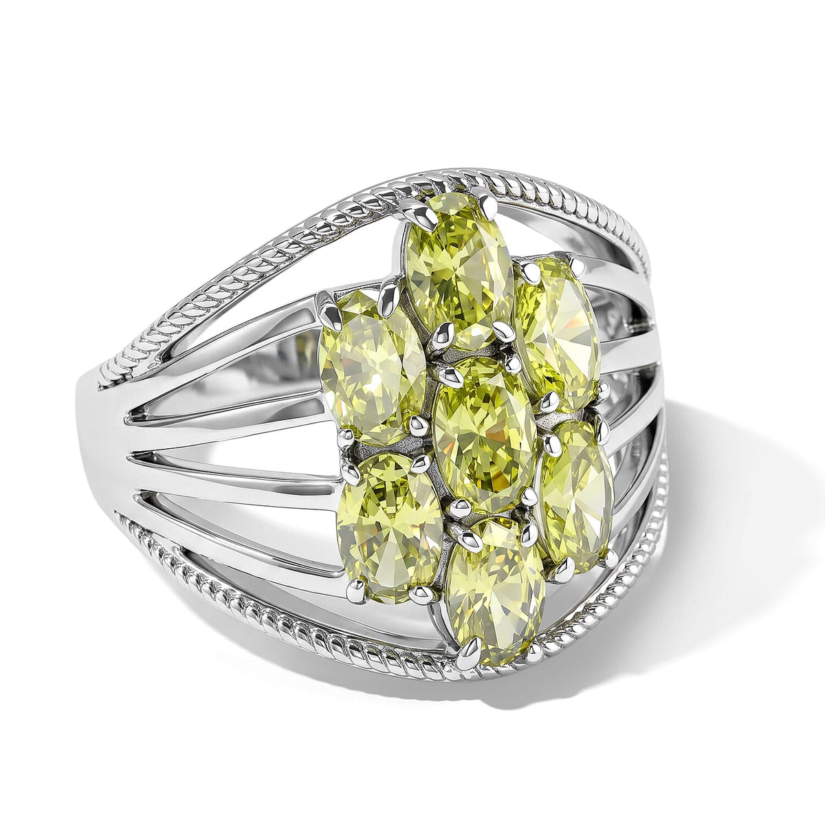 EverTrue Simulated Lime Diamond Ring in Stainless Steel (Size 10.0) 5.10 ctw